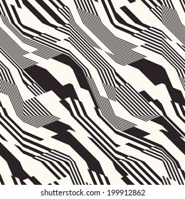 Monochrome Glitch Effect Textured Zigzag Pattern