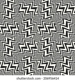 Monochrome Glitch Effect Textured Zigzag Pattern