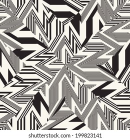 Monochrome Glitch Effect Textured Zigzags Pattern
