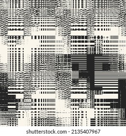 Monochrome Glitch Stroke Textured Pattern
