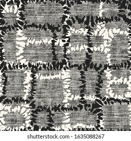 Monochrome Glitch Textured Blocks Pattern.