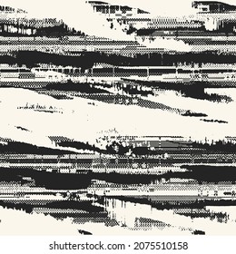 Monochrome Glitch Textured Striped Pattern