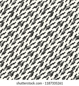 Monochrome Glitched Dashed Graphic Motif. Seamless Pattern.