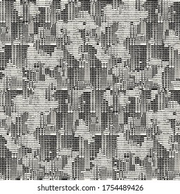 Monochrome Glitched Textured Distressed Camouflage Pattern