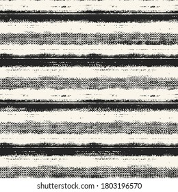 Monochrome Glitched Textured Striped Background. Seamless Pattern.