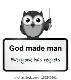 Monochrome God made man sign isolated on white background