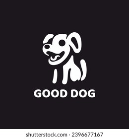 Plantilla de diseño del logotipo del icono del perro bueno monocromo. ilustración vectorial del logotipo del perro de silueta