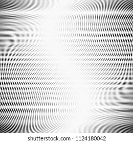 Monochrome gradient abstract halftone pattern. Dynamic lines and curves. Vector illustration with dots. Modern polka dots background. Template for print, fabric, textile