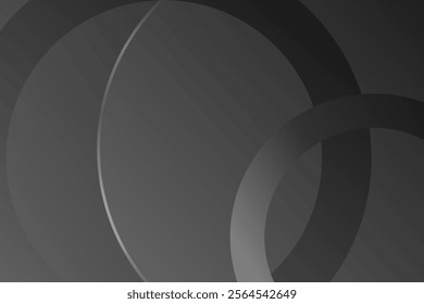 Monochrome gradient background with overlapping circles, sleek abstract geometric design, grayscale tones for modern and elegant digital or print use.