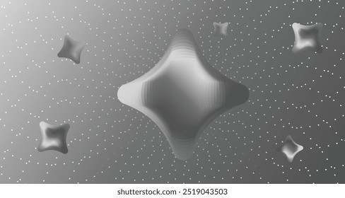 Monochrome Gradient Blended Stars with Swirling Dots Background