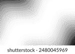 Monochrome gradient halftone dots background. Vector illustration. Abstract small grunge dots on white background