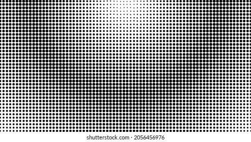 Fondo de los puntos de media tonalidad de gradiente monocromo. Plantilla de patrón de arte pop, textura. Ilustración Retro Vector Geométrico.