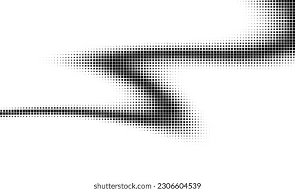 Monochrome gradient halftone dots background. Vector illustration. Big wave