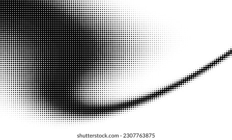Monochrome gradient halftone dots background. Vector illustration. Big wave