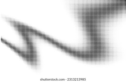 Monochrome gradient halftone dots background. Vector illustration. Big wave