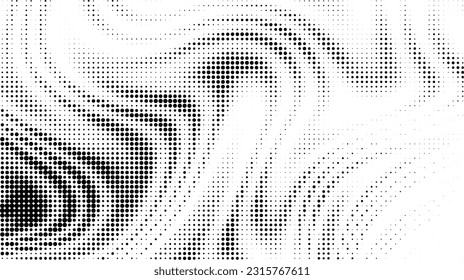 Monochrome gradient halftone dots background. Vector illustration. Big wave
