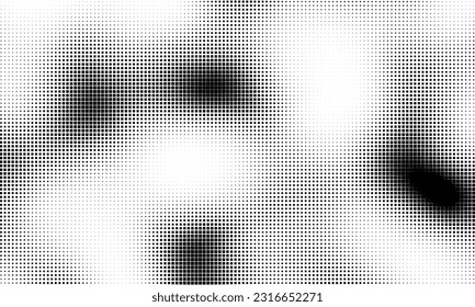 Monochrome Farbverlauf-Halbton-Punkte-Hintergrund. Vektorgrafik