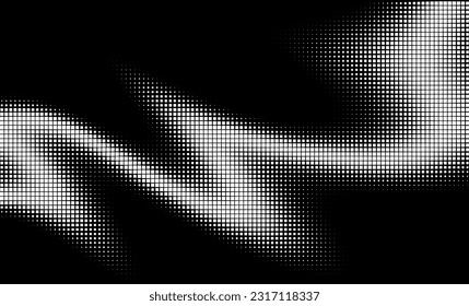 Monochrome gradient halftone dots background. Vector illustration. Big wave