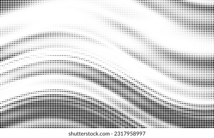 Monochrome Farbverlauf-Halbton-Punkte-Hintergrund. Vektorgrafik. Große Welle