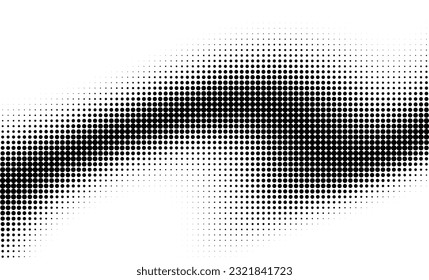 Monochrome gradient halftone dots background. Vector illustration. Big wave