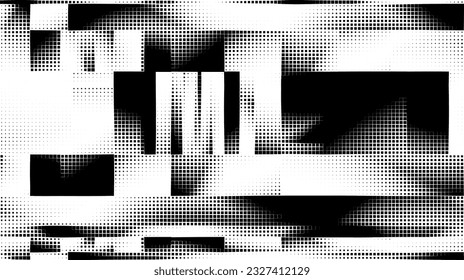 Monochrome gradient halftone dots background. Vector illustration. Small squares