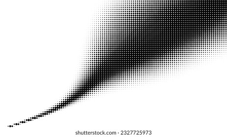 Monochrome gradient halftone dots background. Vector illustration. Big wave
