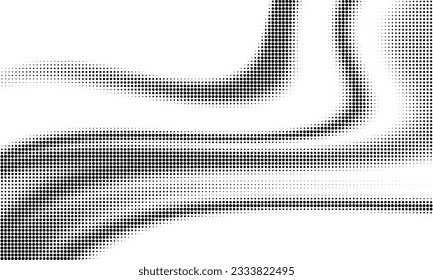 Monochrome gradient halftone dots background. Vector illustration. Big wave