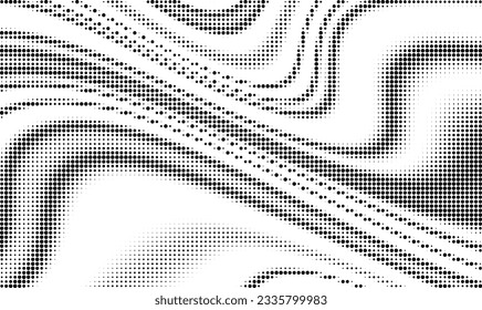Monochrome gradient halftone dots background. Vector illustration. Big wave