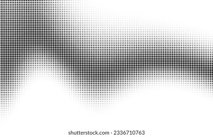 Monochrome gradient halftone dots background. Vector illustration. Big wave