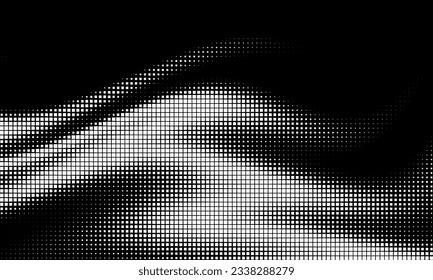Monochrome Farbverlauf-Halbton-Punkte-Hintergrund. Vektorgrafik. Große Welle
