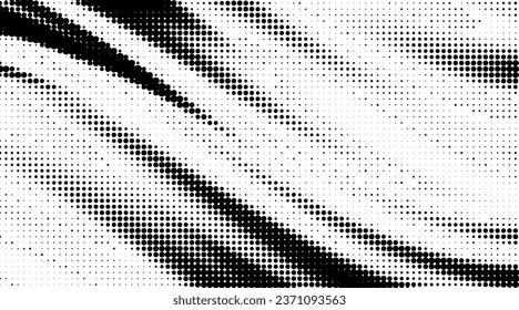 Monochrome gradient halftone dots background. Vector illustration. Big wave