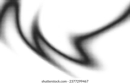 Monochrome gradient halftone dots background. Vector illustration. Big wave