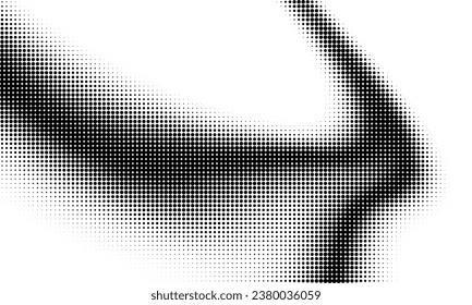 Monochrome gradient halftone dots background. Vector illustration. Big wave