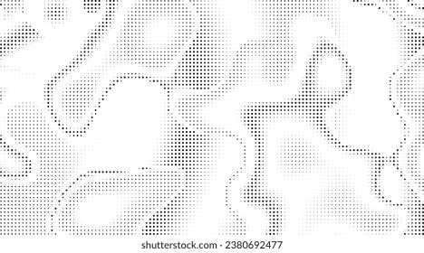 Monochrome gradient halftone dots background. Vector illustration. Big wave