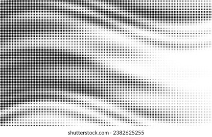 Monochrome gradient halftone dots background. Vector illustration. Big wave