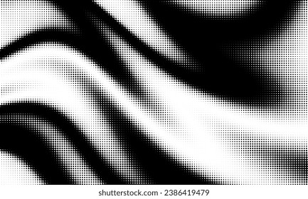 Monochrome gradient halftone dots background. Vector illustration. Big wave