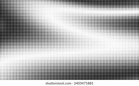 Monochrome gradient halftone dots background. Vector illustration. Big wave
