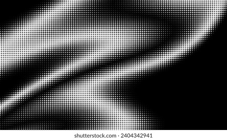 Monochrome gradient halftone dots background. Vector illustration. Abstract grunge dots on black background