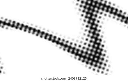 Fondo de los puntos de media tonalidad de gradiente monocromo. Ilustración vectorial. Gran ola