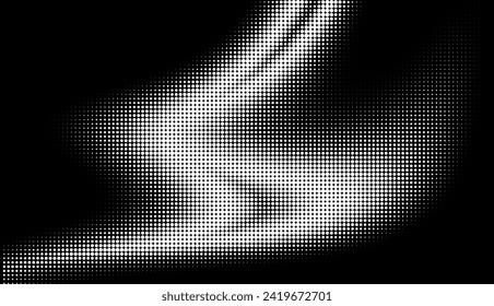Fondo de los puntos de media tonalidad de gradiente monocromo. Ilustración vectorial. Grunge abstracto sobre fondo negro