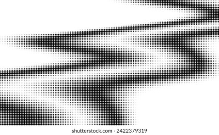 Monochrome Farbverlauf-Halbton-Punkte-Hintergrund. Vektorgrafik. Große Welle