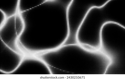 Monochrome gradient halftone dots background. Vector illustration. Abstract grunge dots on black background