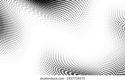 Monochrome gradient halftone dots background. Vector illustration. Abstract small grunge dots on white background
