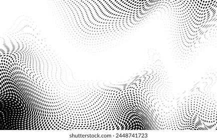 Fondo de puntos de semitono degradado monocromo. Ilustración vectorial. Abstractas grunge puntos sobre fondo blanco