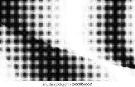 Monochrome gradient halftone dots background. Vector illustration. Abstract grunge dots on white background
