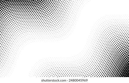 Monochrome gradient halftone dots background. Vector illustration. Abstract small grunge dots on white background