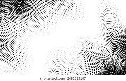 Fondo de puntos de semitono degradado monocromo. Ilustración vectorial. Abstractas grunge puntos sobre fondo blanco