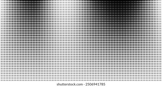 Monochrome gradient halftone dots background. Vector illustration. Abstract small grunge dots on white background modern halftone