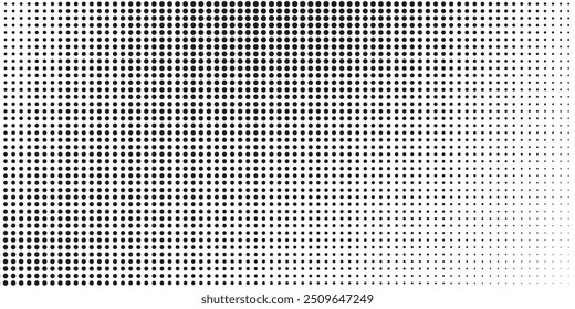 Monochrome gradient halftone dots background. Vector illustration. Abstract small grunge dots on white background