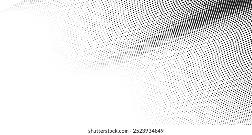 Monochrome gradient halftone dots background. Vector illustration. Abstract small grunge dot